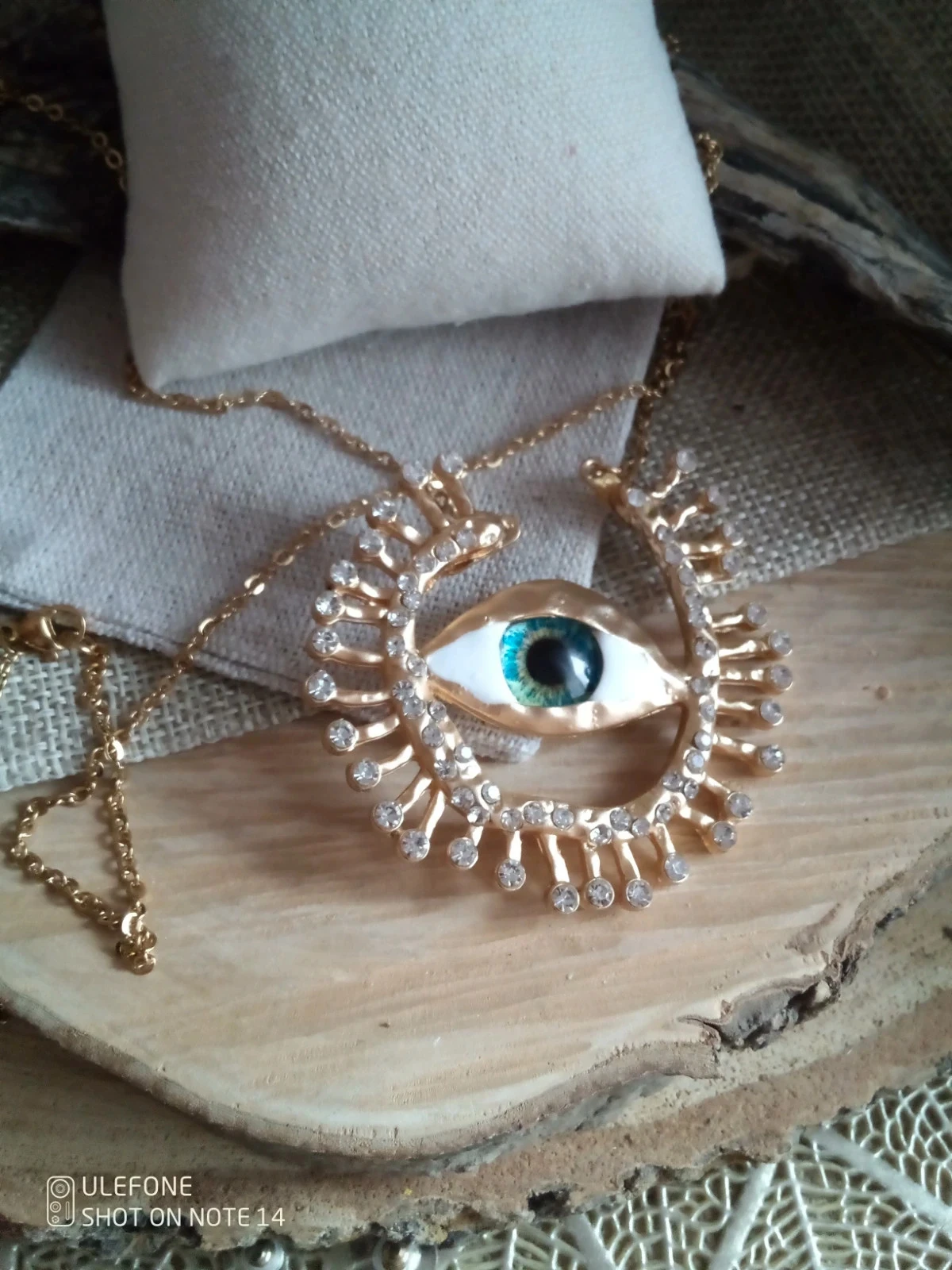 Collar bohemio de ojo en acero inoxidable y circonitas – photo 3